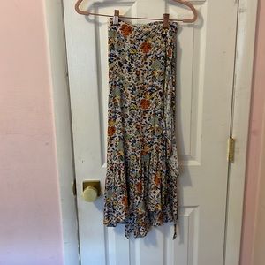 Floral wrap skirt midi